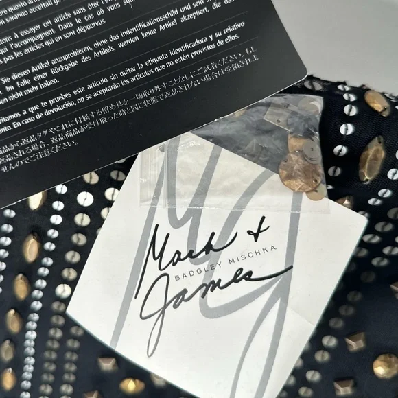 🅽🅴🆆 Badgley Mischka black mesh silver & gold sequin & beads dress, size 10 - Picture 6 of 17